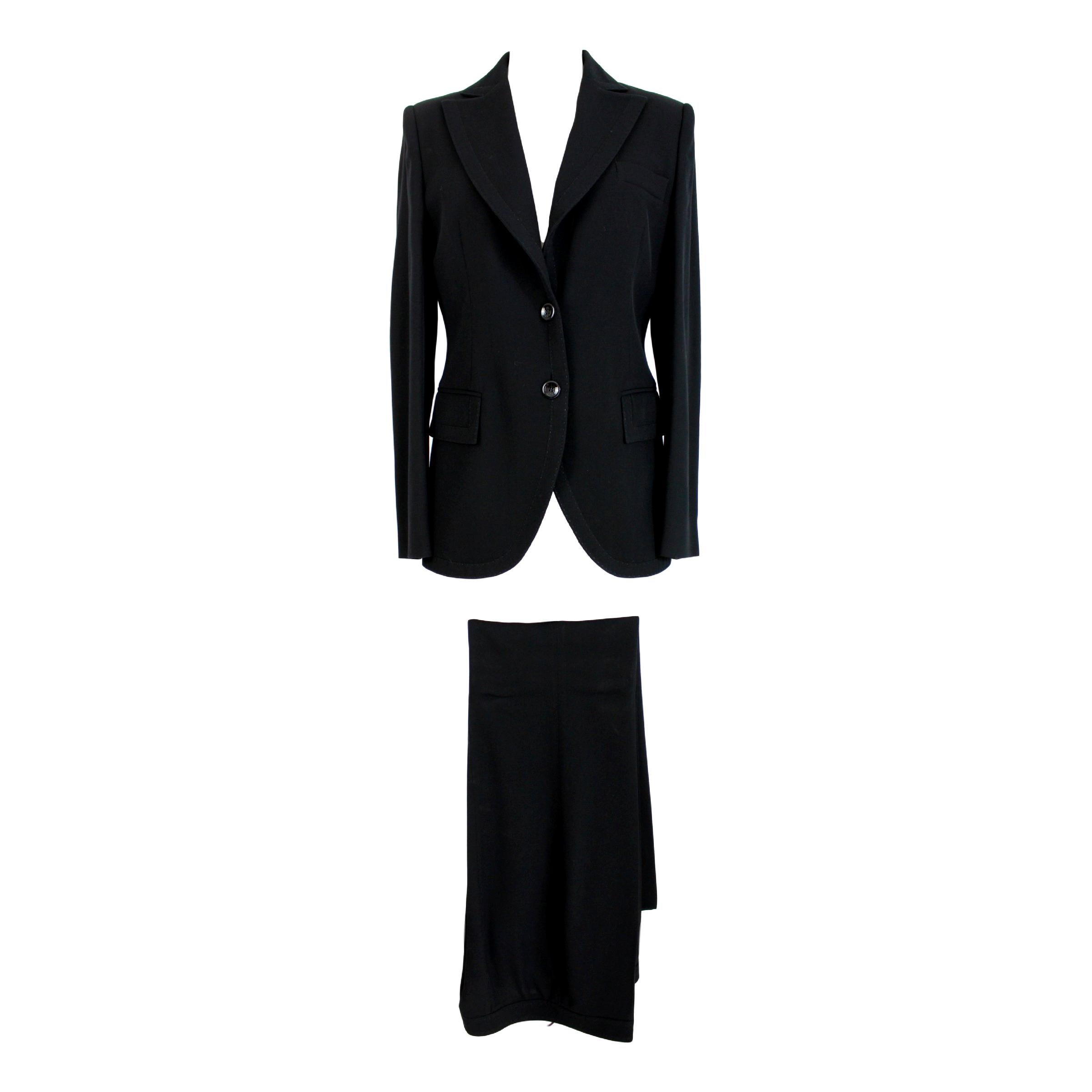 Valentino Roma Black Wool Pant Suit Formal Set Dress New 1990s