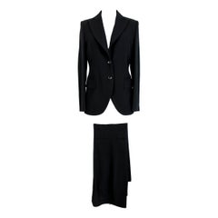 Vintage Valentino Roma Black Wool Pant Suit Formal Set Dress New 1990s