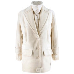 Moncler White Double Layer Down and Wool Coat SIZE 1