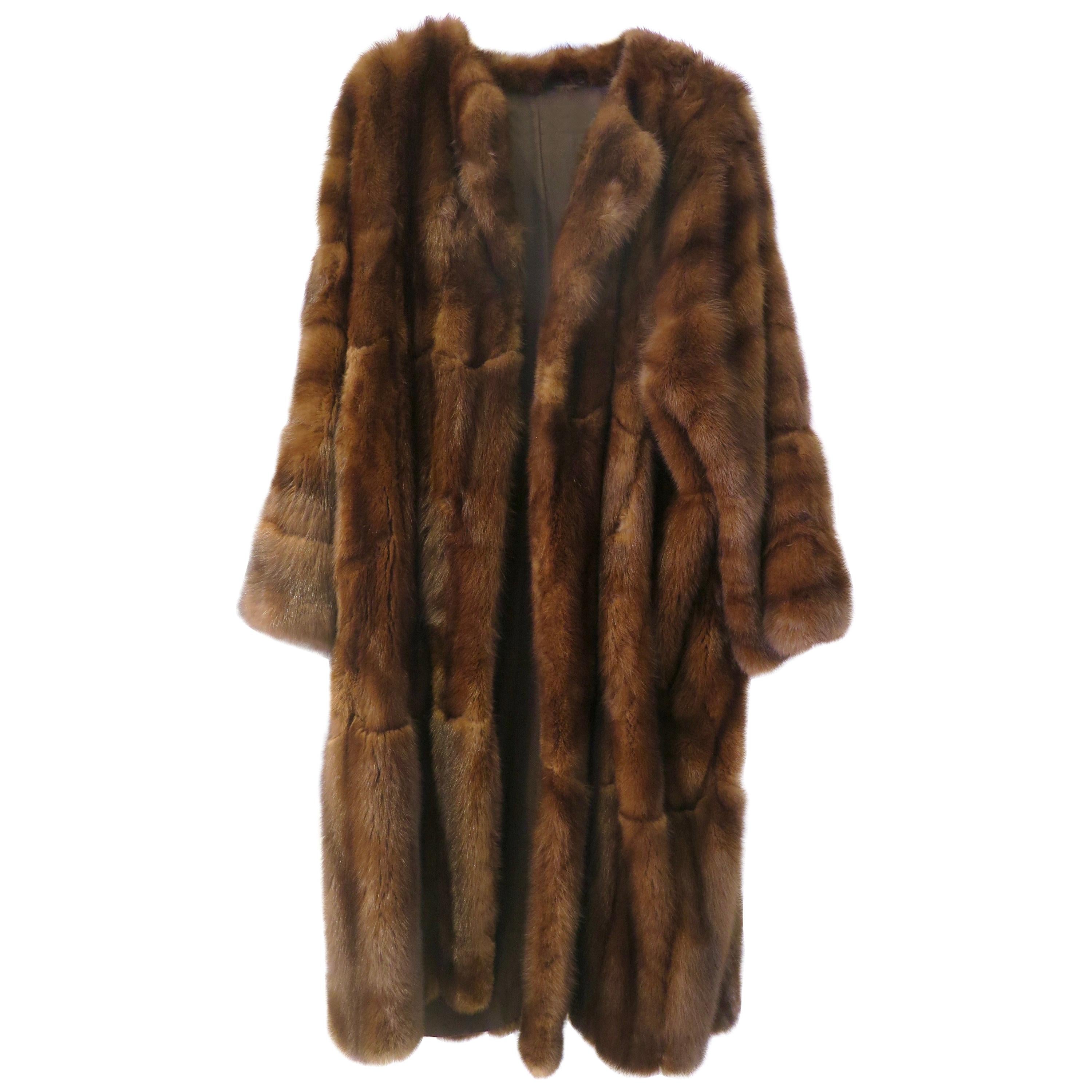 Full Length Kimono Shape Russian Sable Coat by Bisang Fourrures, Switzerland For Sale