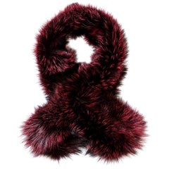 Verheyen London Lapel Cross-through Collar in Soft Ruby Fox Fur & Silk Lining