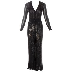 Azzedine Alaia black sequin and beaded 3-piece pant suit, ss 1996