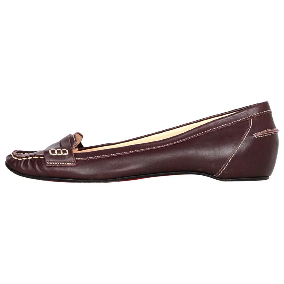 Christian Louboutin Brown Leather Loafers Sz 38