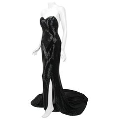1943 Gilbert Adrian Couture Black Beaded Strapless Gown Worn By Lana Turner
