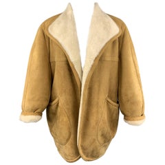 Vintage HERMES Size 10 Tan & Cream Shearling Coat / Jacket