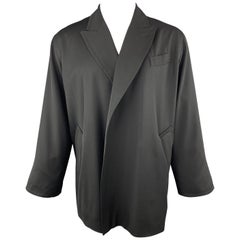 JEAN PAUL GAULTIER L Black Twill Peak Lapel Oversized Tie Jacket