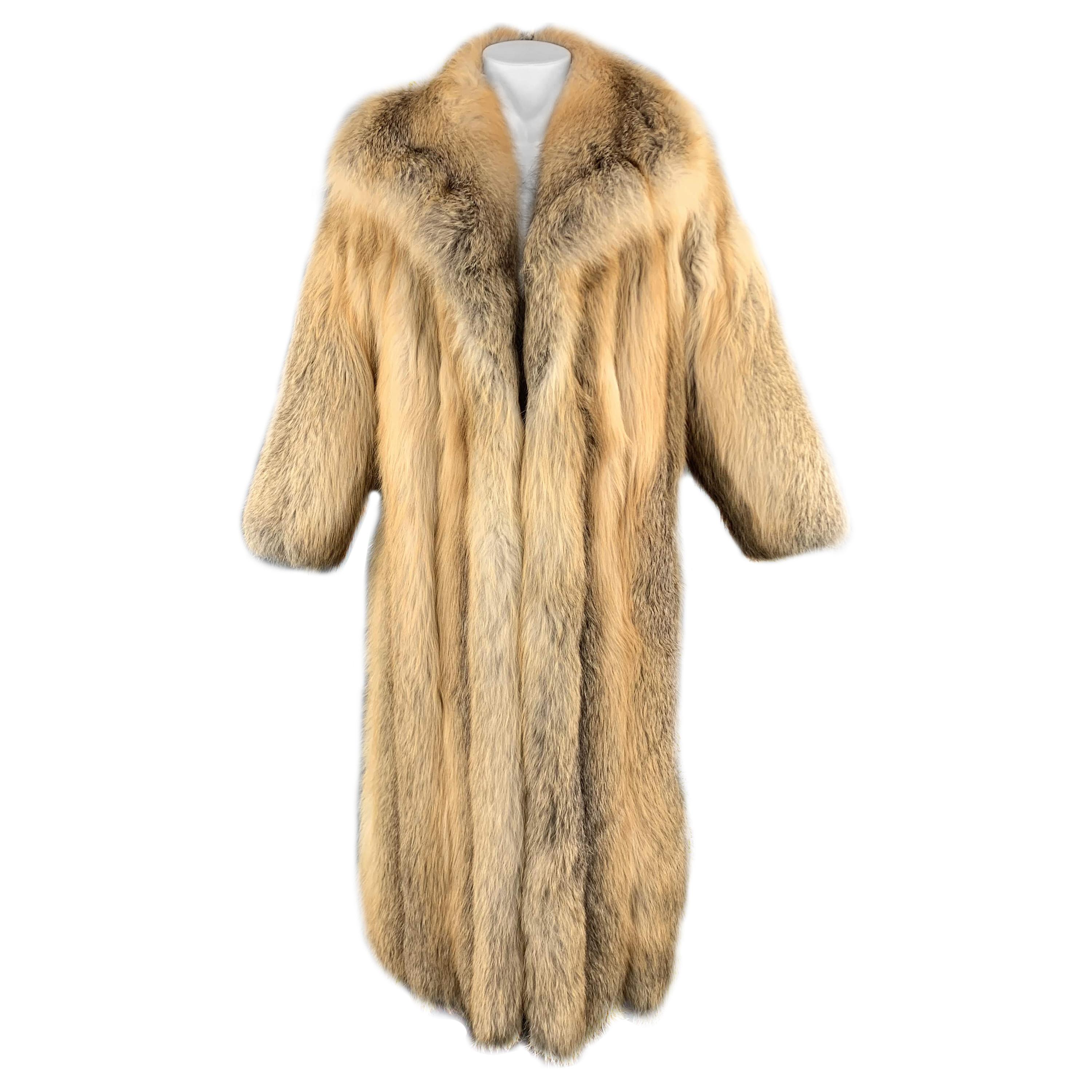 Vintage CUSTOM MADE M Gold Red Fox Fur Long Coat / Jacket