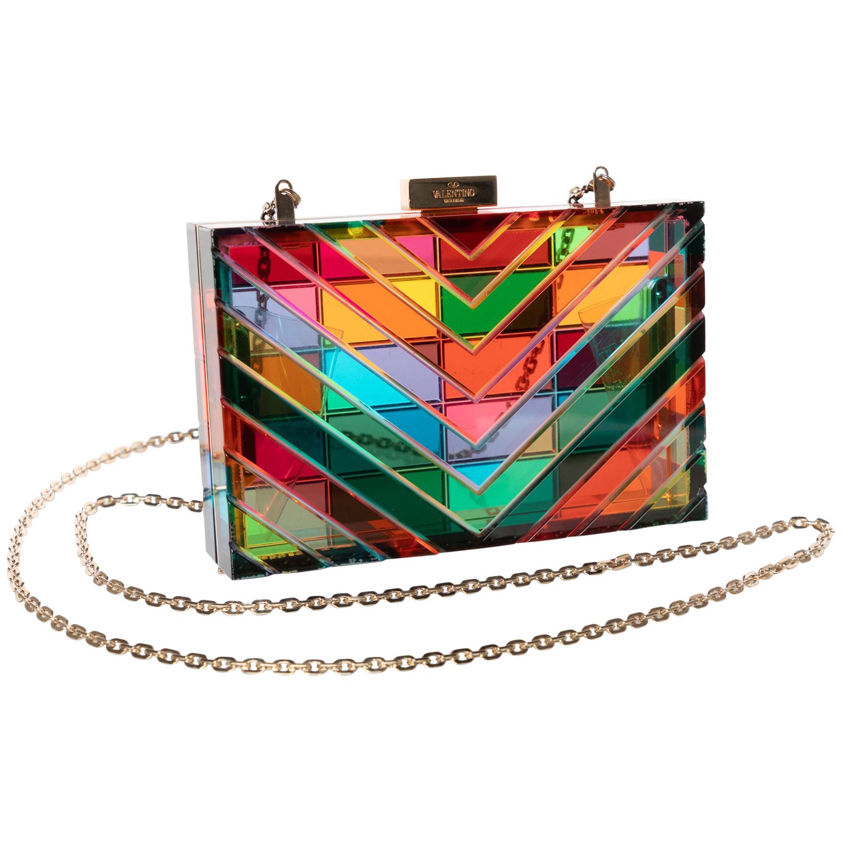 Valentino 1973 Rainbow Acrylic Clutch Bag Miniaudière, 2015 at 1stDibs |  acrylic bag, valentino rainbow bag, valentino minaudiere mirror clutch