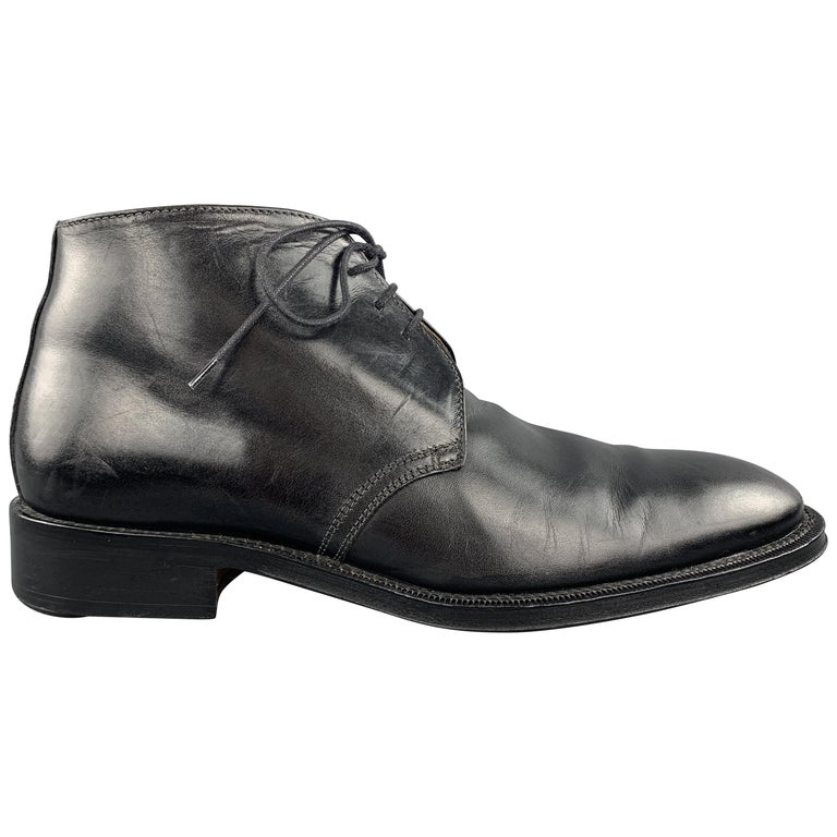 DARIO DAVALLI Size 9.5 Black Leather Lace Up Chukka Boots at 1stDibs