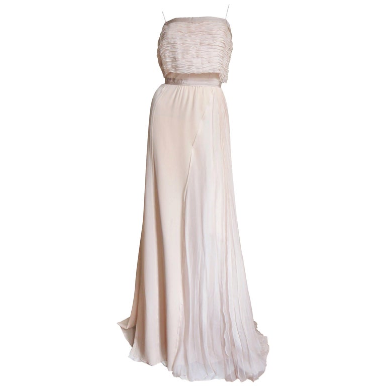 Nina Ricci Intricate Detail Blush Silk Gown For Sale at 1stdibs