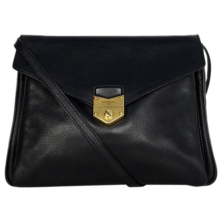 YSL Black Leather Envelope Dandy Maxi Flap Crossbody Bag For Sale at 1stdibs