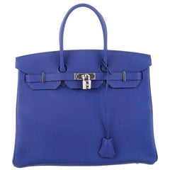 Hermès Birkin Epsom30 Bleu Electrique Blue Leather Tote