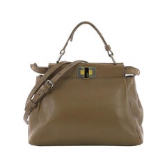 Fendi Peekaboo Handbag Leather with Beaded Interior Mini