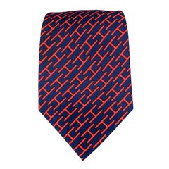 Vintage HERMES Navy & Red Silk Tie