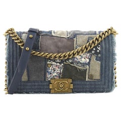 Chanel Boy Flap Bag Denim Patchwork Old Medium