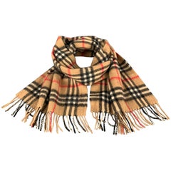 Vintage BURBERRY Tan Cashmere Signature Plaid Scarf