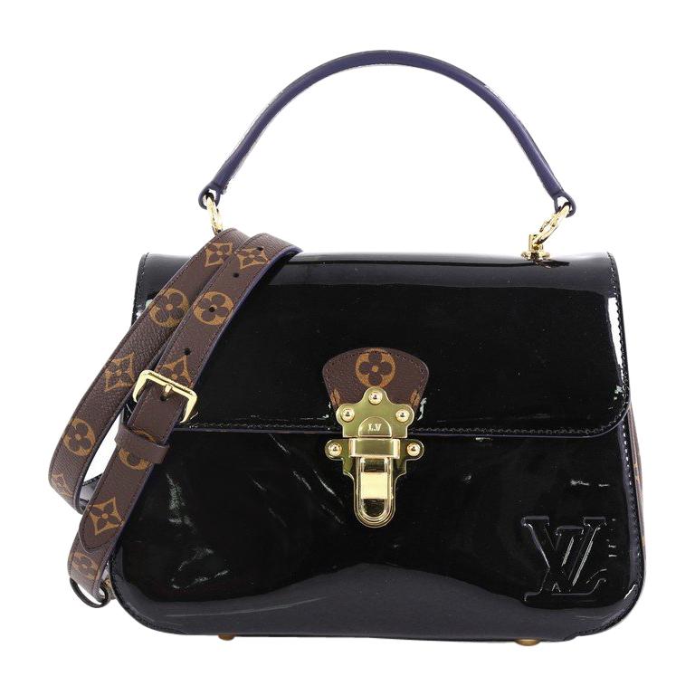 Louis Vuitton Cherrywood Handbag Vernis with Monogram Canvas PM at 1stDibs
