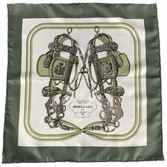 HERMES Brides de Gala Olive Silk Pocket Square