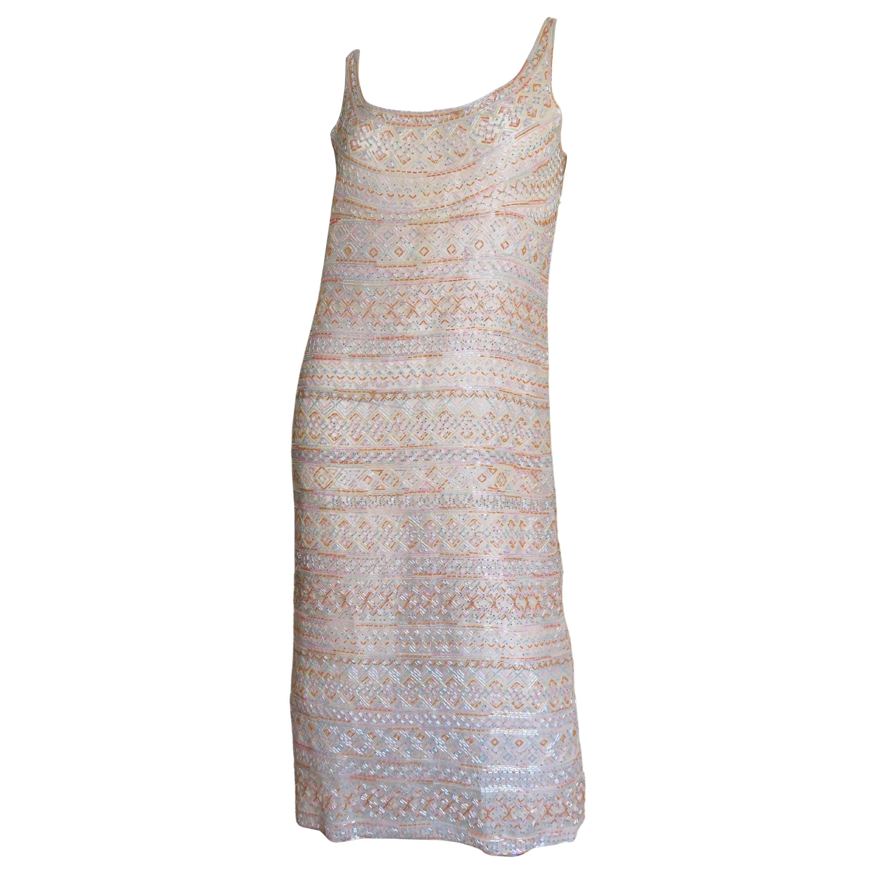  Halston 1970s Documented Beaded Dress  For Sale