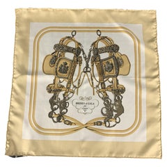 HERMES Brides de Gala Beige Silk Pocket Square