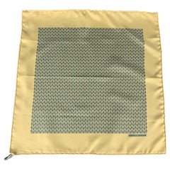 Vintage HERMES Yellow & Blue Silk Abstract Geometric Print Pocket Square