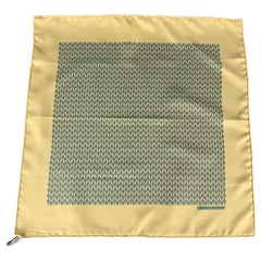 HERMES Yellow & Blue Silk Abstract Geometric Print Pocket Square