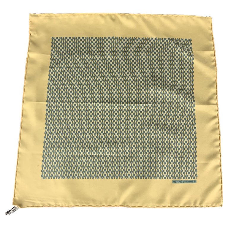HERMES Yellow and Blue Silk Abstract Geometric Print Pocket Square at ...