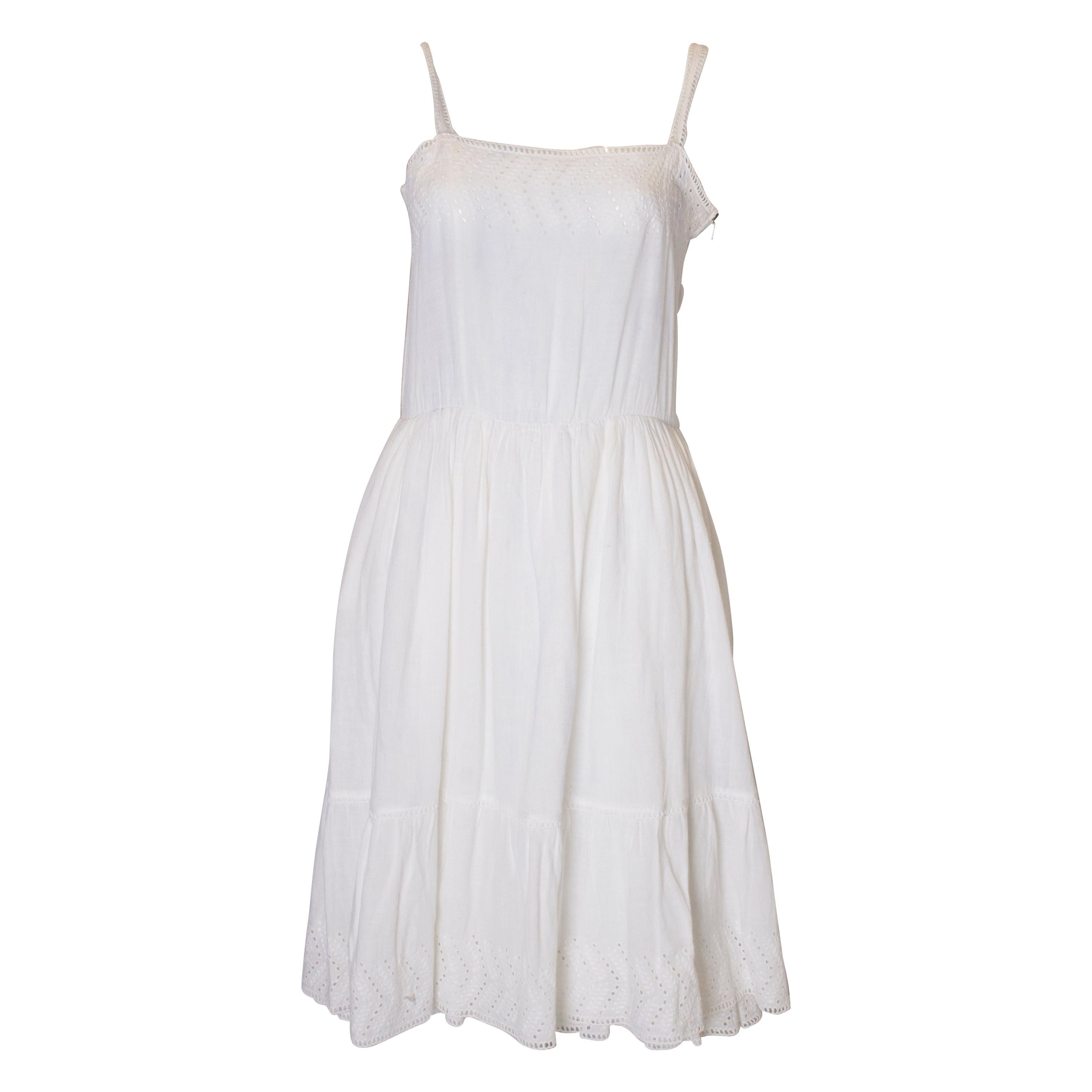 Vintage Louis Feraud White Cotton Dress For Sale