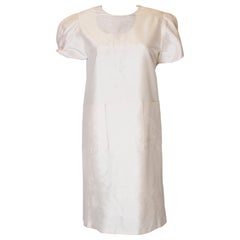 Retro Ivory Raw Silk Shift Dress