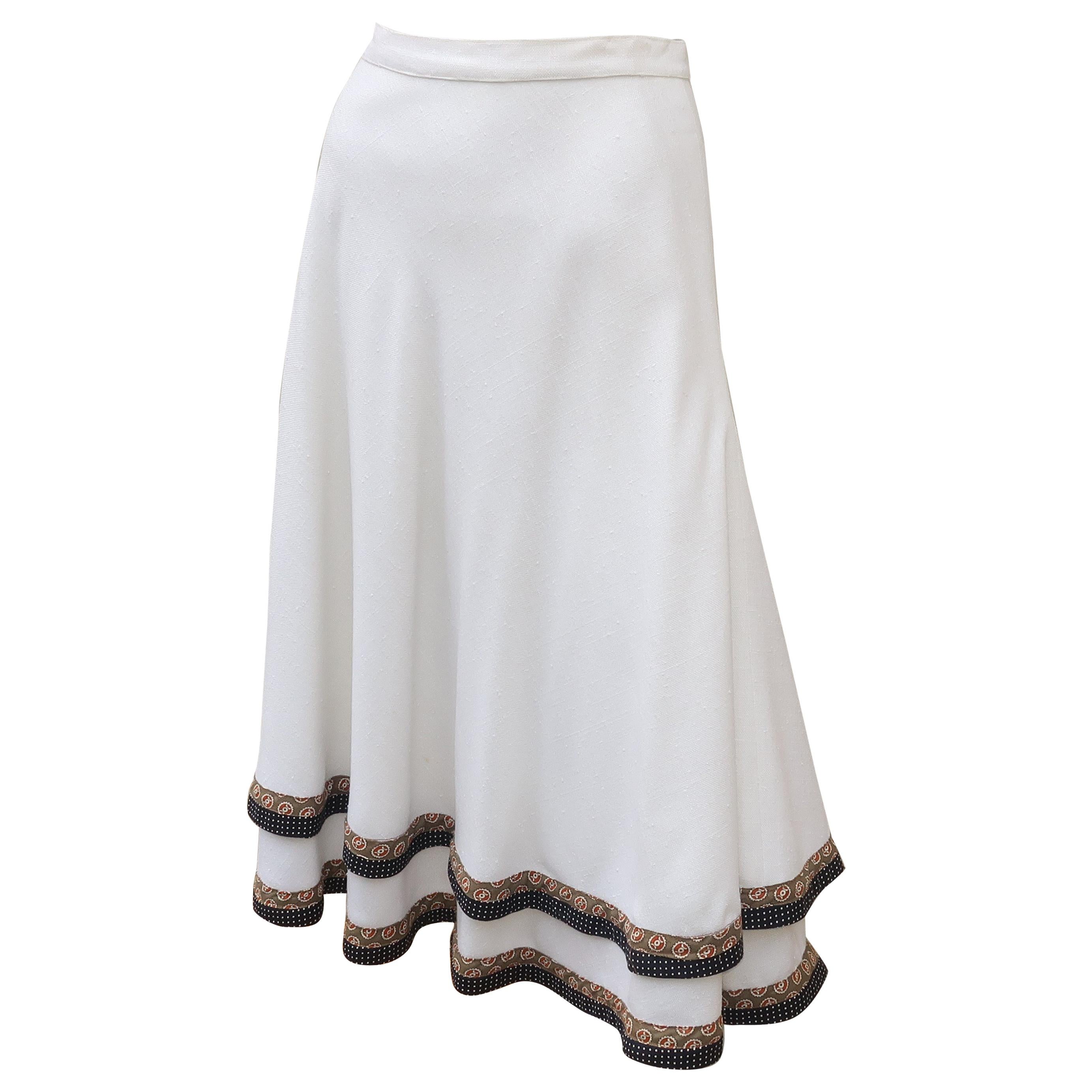 Koos Van den Akker 1970's Tiered Cotton Blend Peasant Skirt