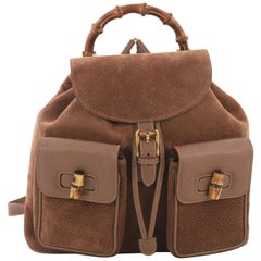Gucci Vintage Bamboo Backpack Suede Medium