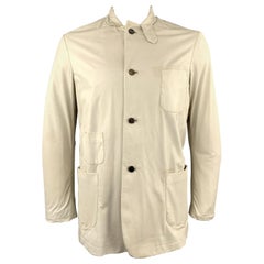  GIORGIO BRATO 42 Ivory Soft Leather Patch Pocket Tab Collar Jacket