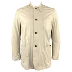 GIORGIO BRATO 38 Taupe Distressed Leather and Silk High Collar Jacket ...