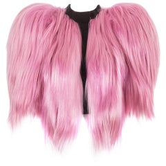 Dolce & Gabbana pink goat hair coat with exaggerated shoulders, fw 2009