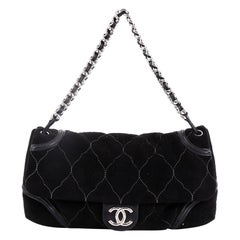 Chanel Rodeo Drive Flap Bag Quilted Microsuede Large