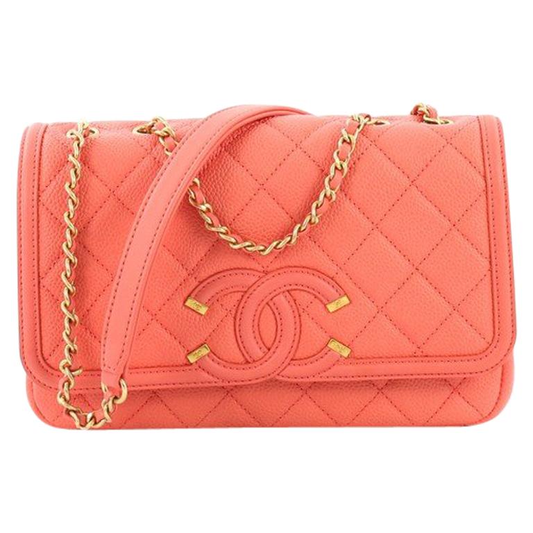 Chanel Filigree Flap Bag Quilted Caviar Small