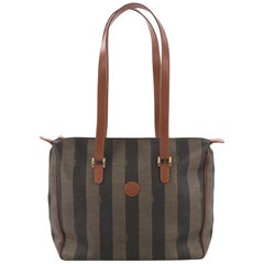 Fendi Vintage Pequin Shoulder Bag Coated Canvas Large