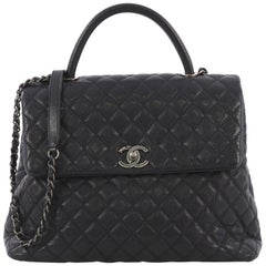 Chanel Chanel Coco Top Handle Bag Quilted Caviar Large