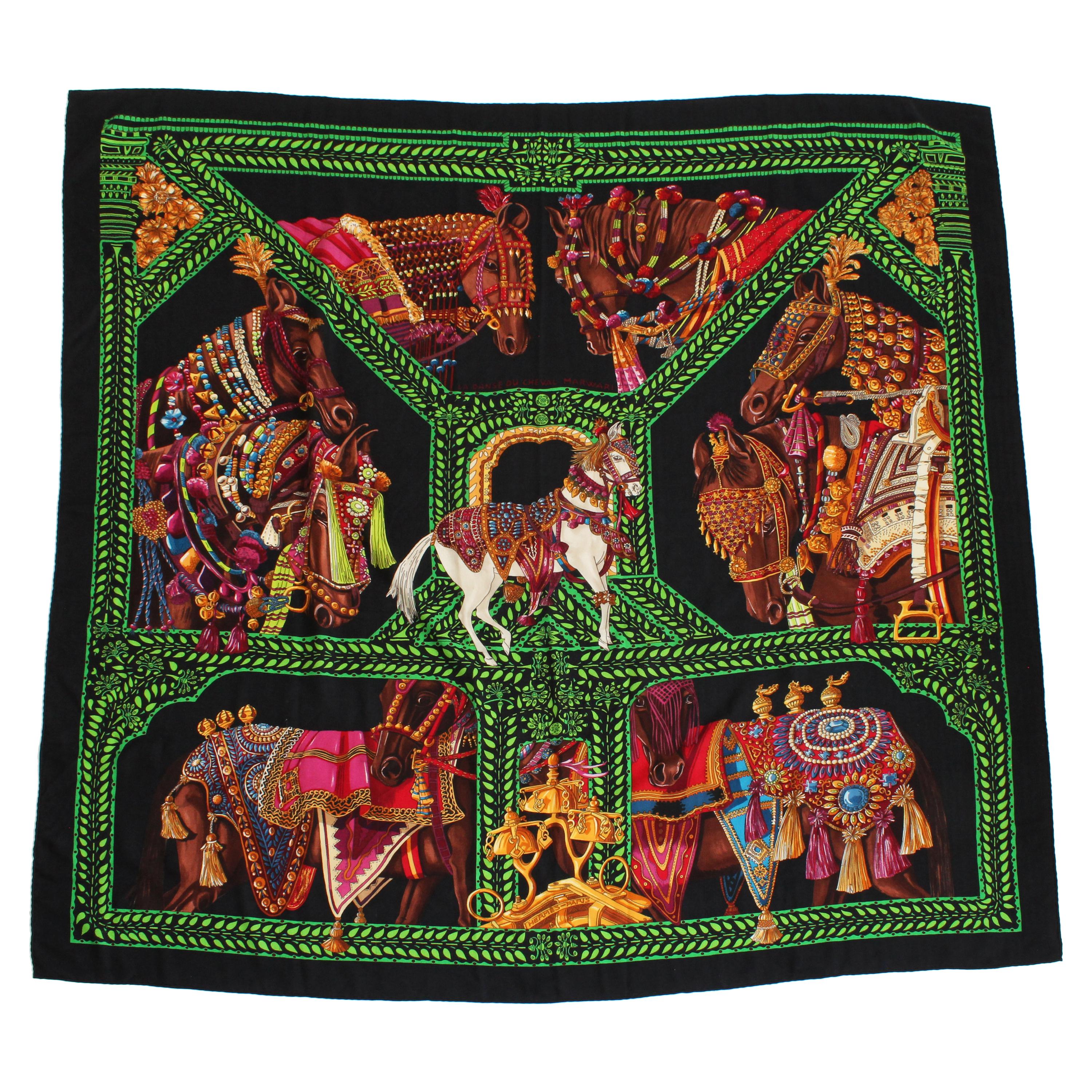 Hermes Silk Cashmere Scarf Shawl La Danse Du Cheval Marwari Annie Faivre 140cm 