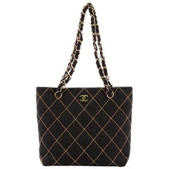 Chanel Surpique Chain Tote Quilted Wool Small