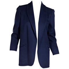 Navy Blue Vintage Saint Laurent Rive Gauche Wool Blazer