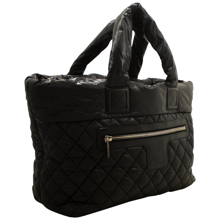 CHANEL Coco Cocoon Nylon Jumbo Large Tote Bag Handbag Black For Sale at 1stdibs