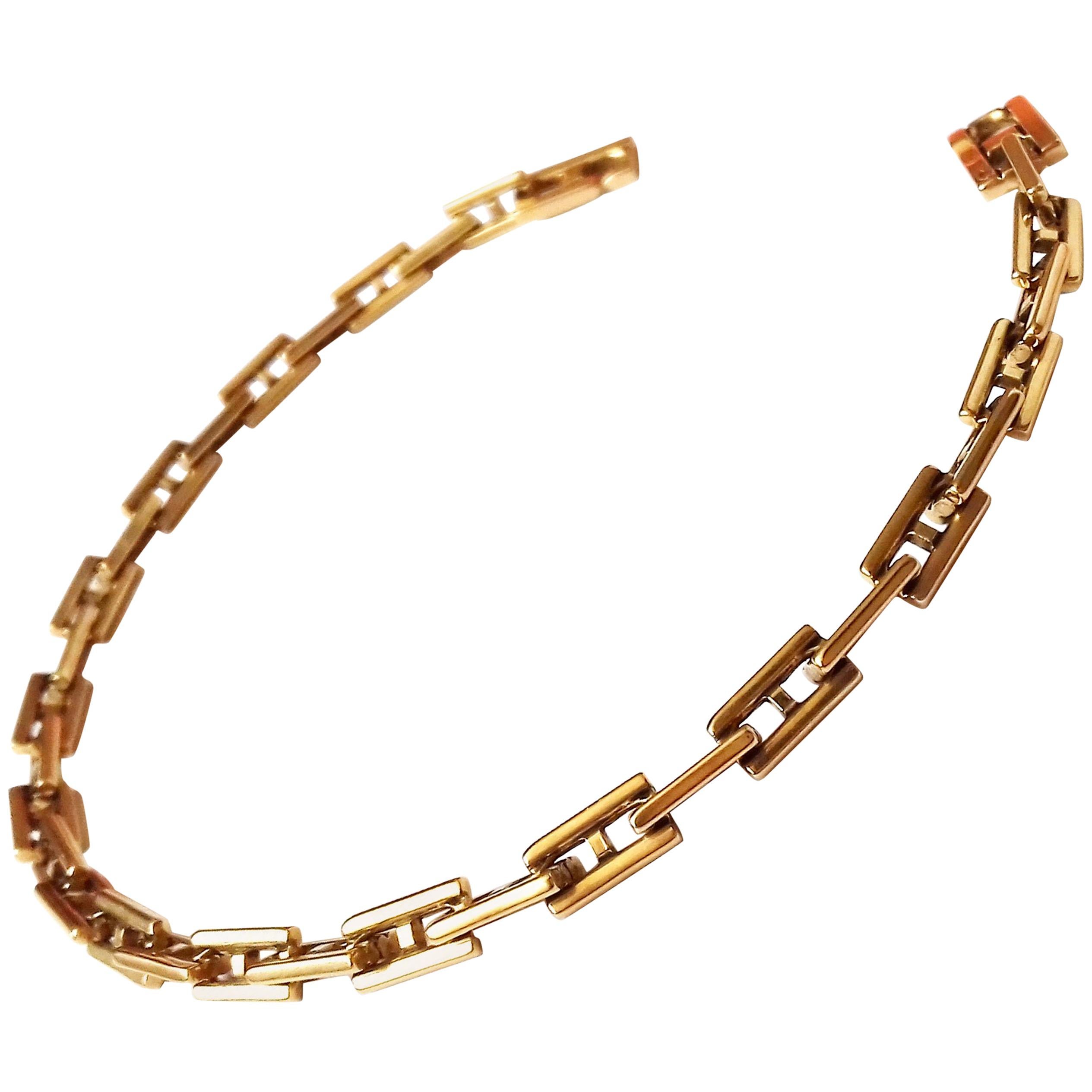 Hermès Bracelet Openwork meshes H-shaped Yellow Gold 18 cm