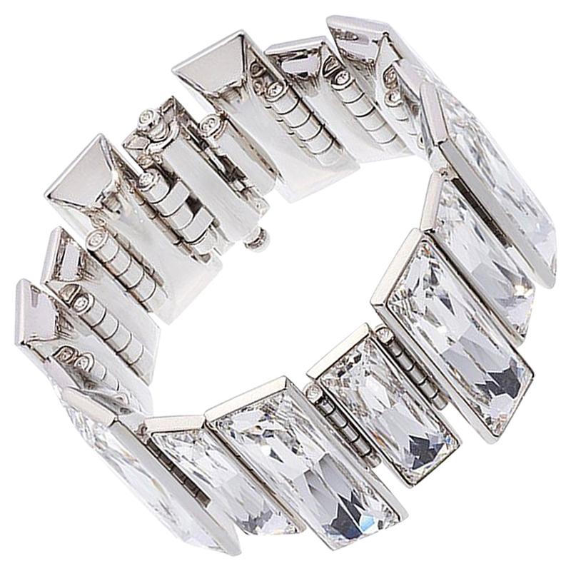 Simon Harrison Gloria Baguette Crystal Stainless Steel Bracelet For Sale