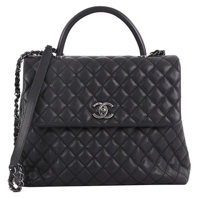 Chanel Coco Top Handle Bag Quilted Caviar Large at 1stDibs