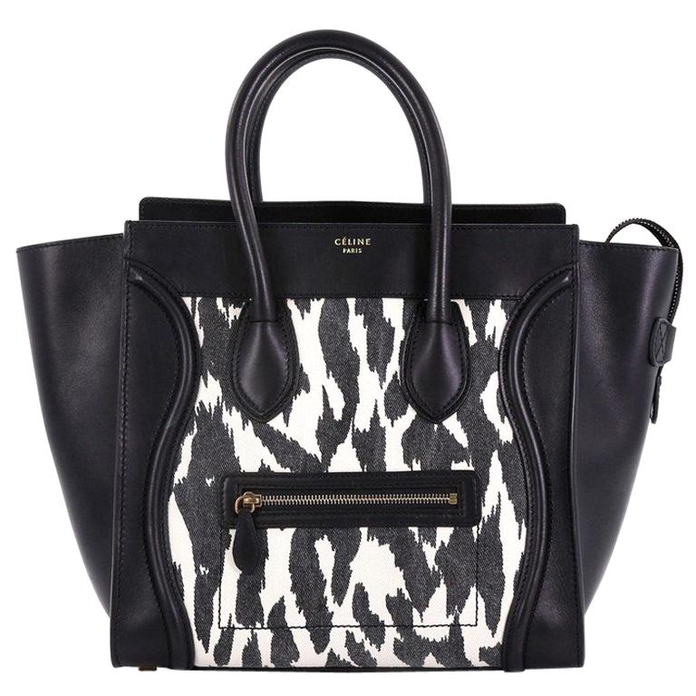 Celine Luggage Handbag Printed Textile And Leather Mini At 1stdibs Celine Luggage Handbag Printed Textile And Leather Mini For