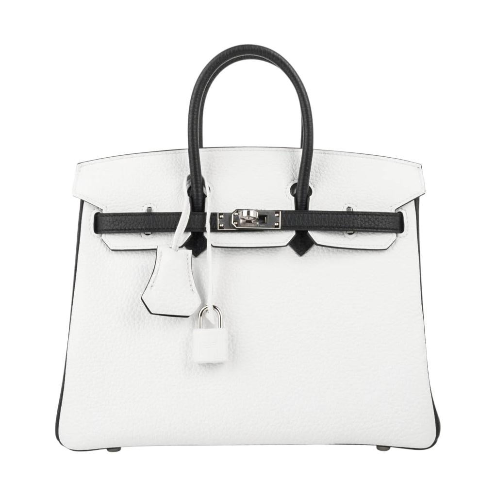 Hermes HSS White and Black Clemence Birkin 25 Gold Hardware – Madison  Avenue Couture