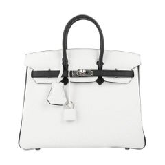 Birkin 25 leather handbag Hermès White in Leather - 32555101