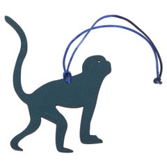 Hermes Petite h Bi-Color Bag Charm Monkey Blue Green