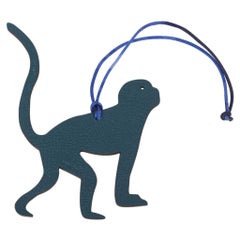 Hermes Petite h Bi-Color Bag Charm Monkey Blue Green 